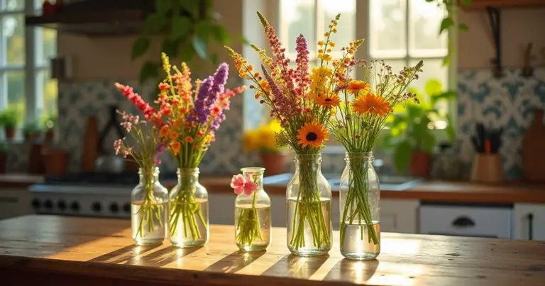 17 Ideias de Arranjos de Flores em Garrafas de Vidro (Gastando Quase Nada) 17 Ideias de Arranjos de Flores em Garrafas de Vidro (Gastando Quase Nada)
