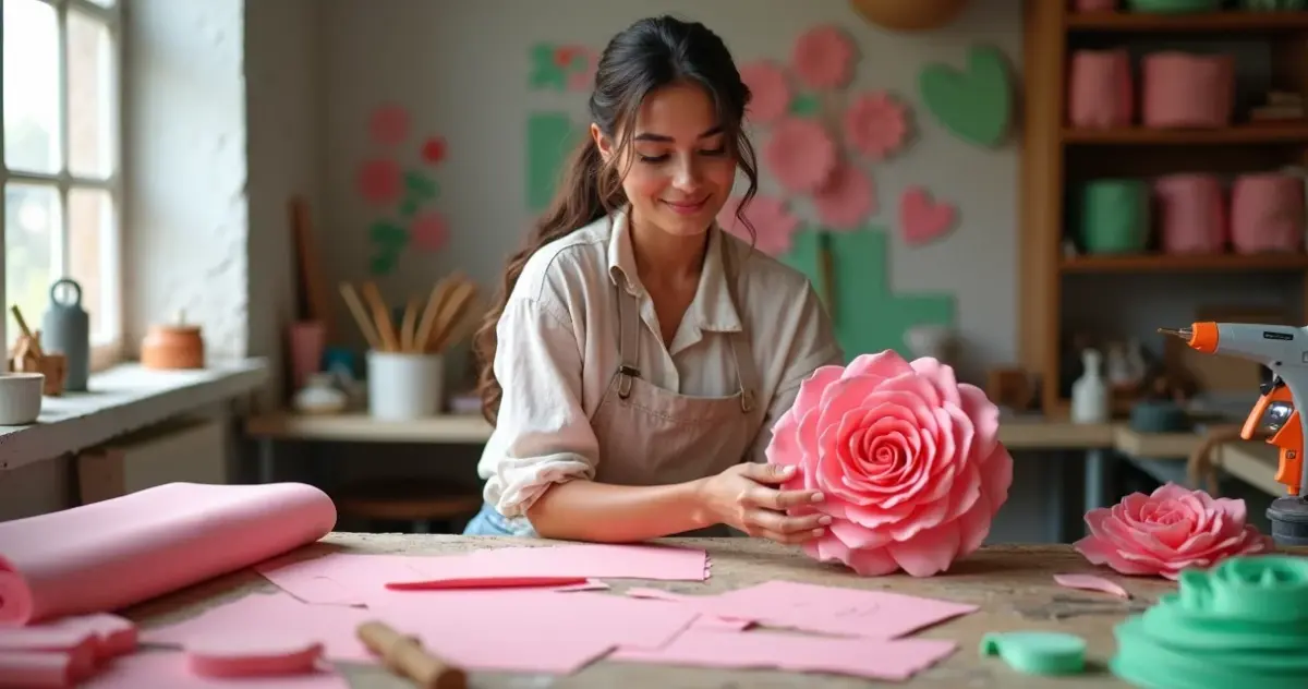 Botão de rosa de EVA passo a passo: técnica que valoriza seu artesanato Botão de rosa de EVA passo a passo: técnica que valoriza seu artesanato