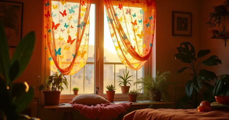 Cortina de borboleta de papel: decoração mágica por menos de R$50 Cortina de borboleta de papel: decoração mágica por menos de R$50