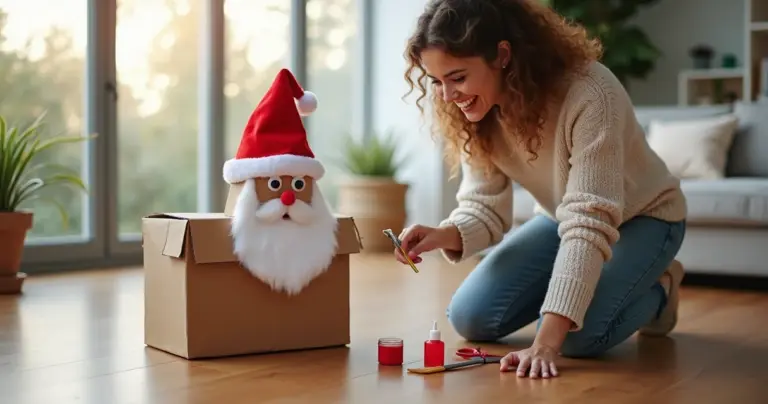 Papai Noel de caixa de papelão: decoração que encanta e custa menos de R$50 Papai Noel de caixa de papelão: decoração que encanta e custa menos de R$50