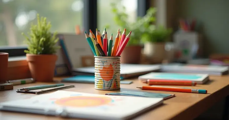 Porta lápis em EVA com lata: organize sua mesa com estilo gastando menos de R$20 Porta lápis em EVA com lata: organize sua mesa com estilo gastando menos de R$20