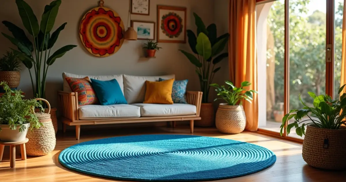 Tapete de barbante redondo azul: escolha o ideal sem errar na decoração Tapete de barbante redondo azul: escolha o ideal sem errar na decoração