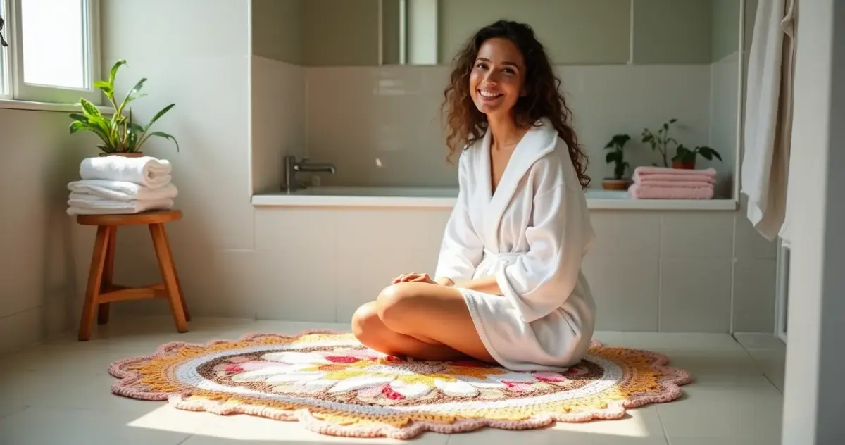 12 Ideias de Tapete de Croche com Flores de Banheiro que Vão Virar seu Santuário 12 Ideias de Tapete de Croche com Flores de Banheiro que Vão Virar seu Santuário