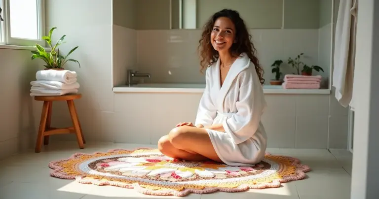 12 Ideias de Tapete de Croche com Flores de Banheiro que Vão Virar seu Santuário 12 Ideias de Tapete de Croche com Flores de Banheiro que Vão Virar seu Santuário